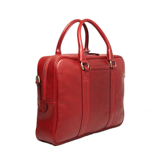 Old Angler Red Soft Calfskin Leather Briefcase