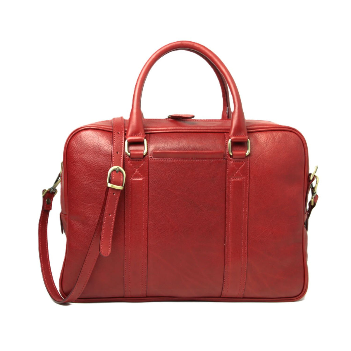 Old Angler Red Soft Calfskin Leather Briefcase