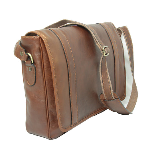 Old Angler Chestnut Brown Soft Calfskin Leather Messenger Bag