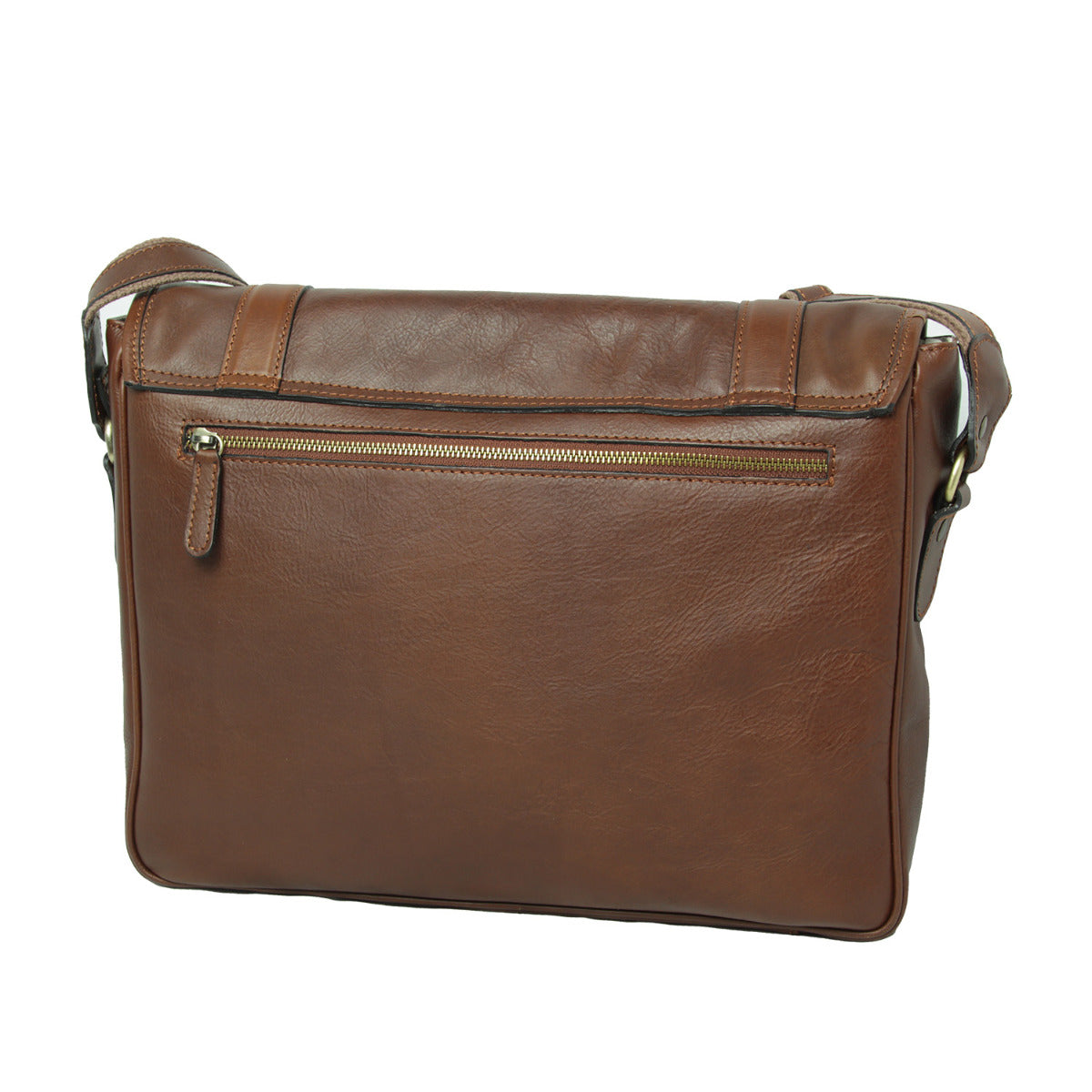 Old Angler Chestnut Brown Soft Calfskin Leather Messenger Bag