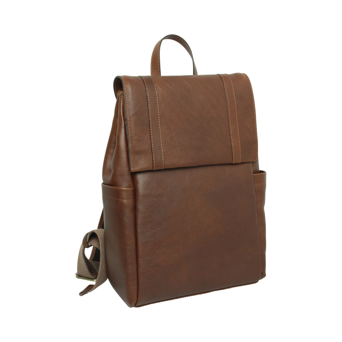 Old Angler Chestnut Brown Soft Leather Laptop Backpack