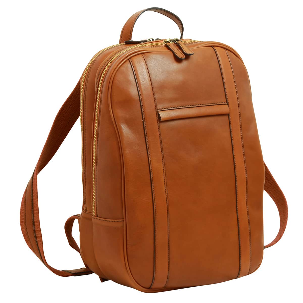 Old Angler Gold Soft Leather Two Pocket Laptop Backpack