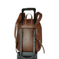 Old Angler Chestnut Brown Leather Two Pocket Laptop Backpack with Trolley Strap