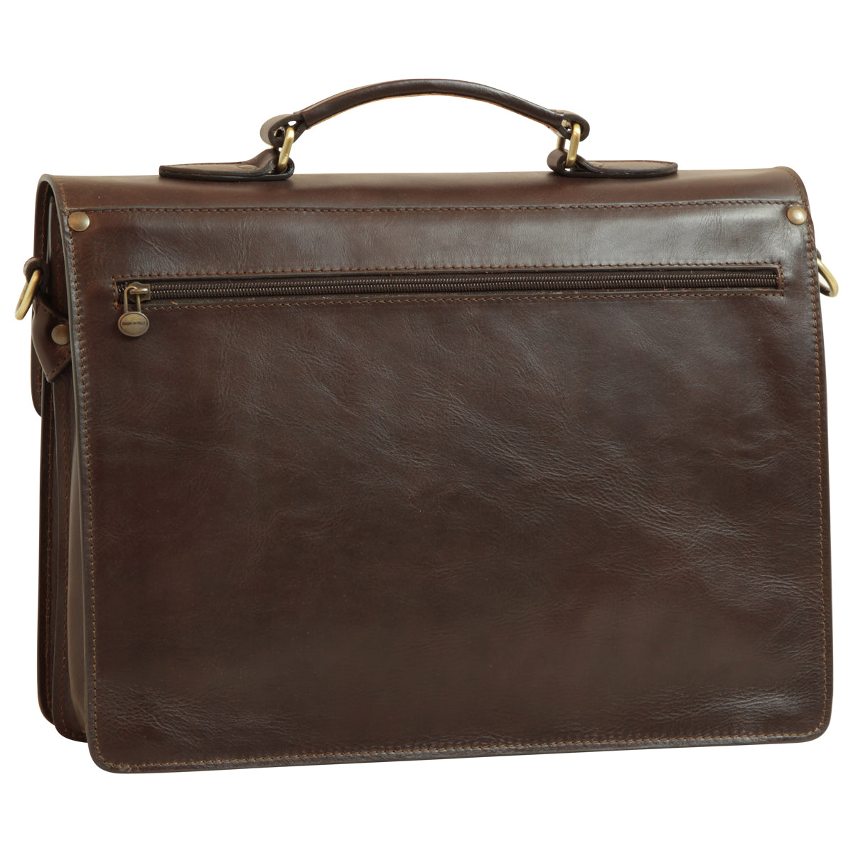 Old Angler Espresso Brown Leather Laptop Briefcase