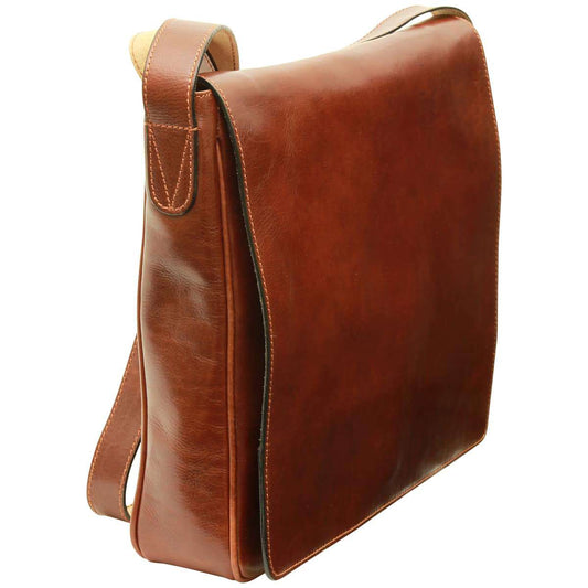 Old Angler Brown Cowhide Leather Messenger Bag