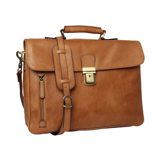 Old Angler Gold Full Grain Leather Briefcase