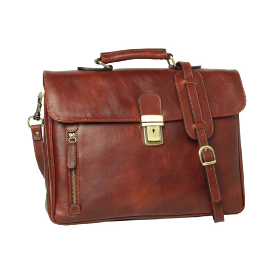 Old Angler Brown Full Grain Leather Briefcase