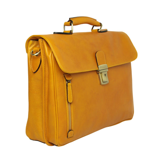 Old Angler Yellow Ocher Full Grain Leather Briefcase