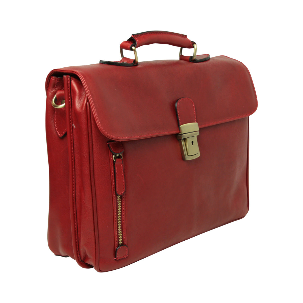 Old Angler Red Full Grain Leather Briefcase