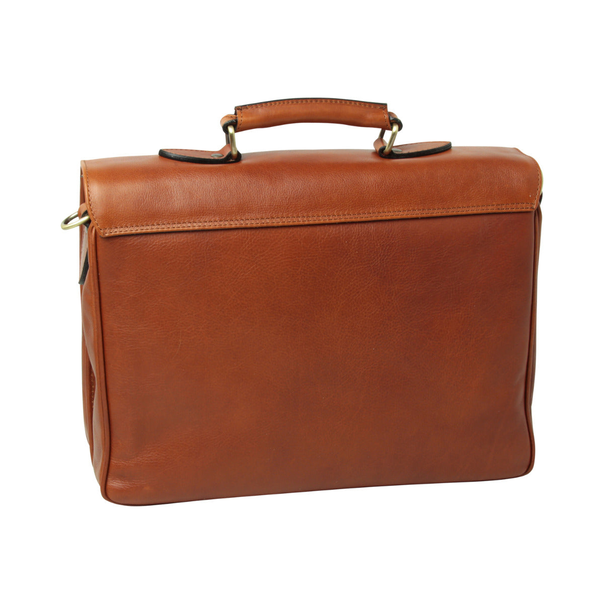 Old Angler Teak Brown Full Grain Leather Briefcase