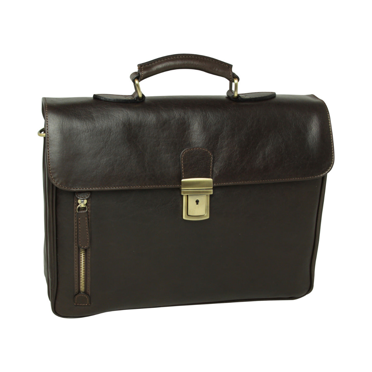 Old Angler Espresso Brown Full Grain Leather Briefcase