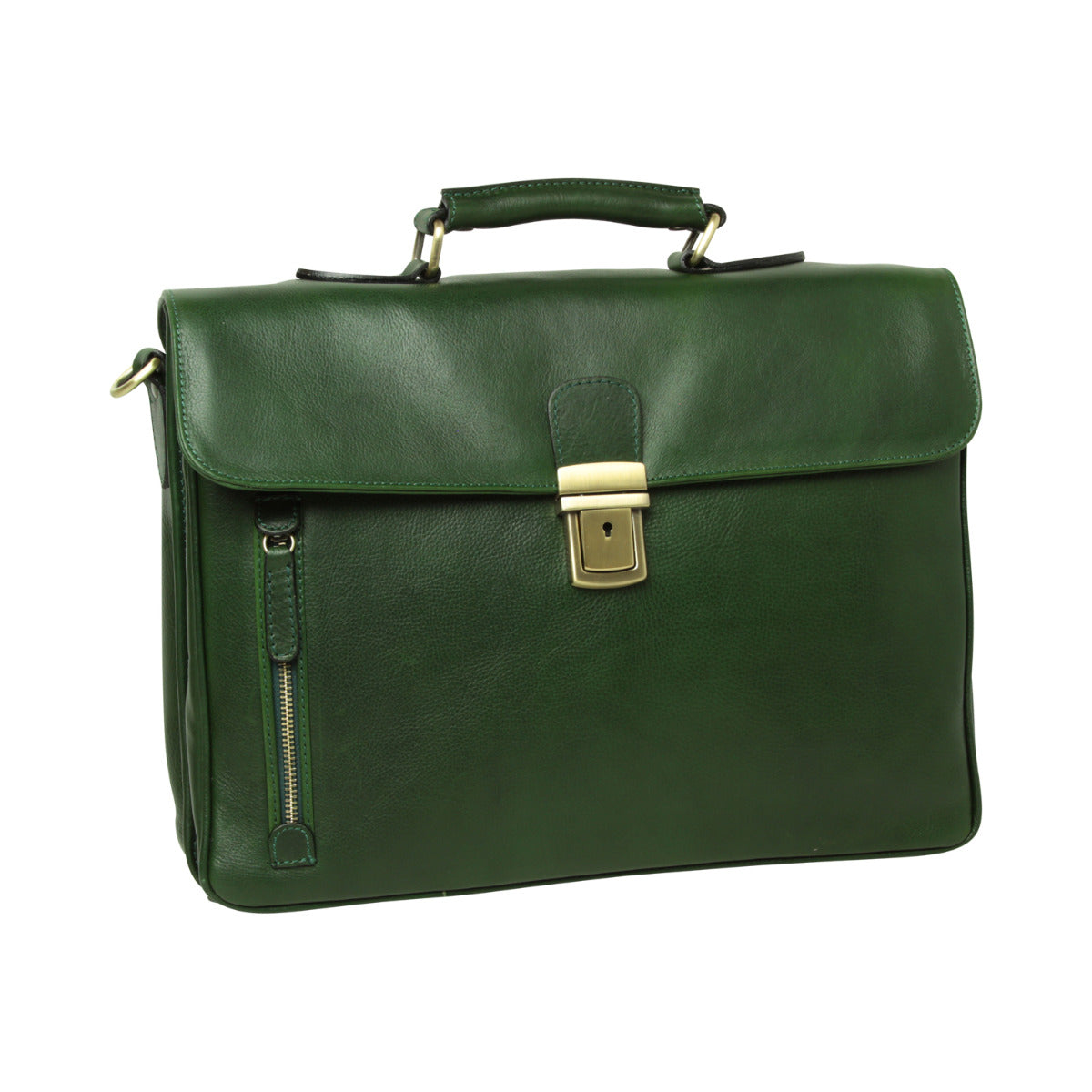 Old Angler Royal Green Full Grain Leather Briefcase