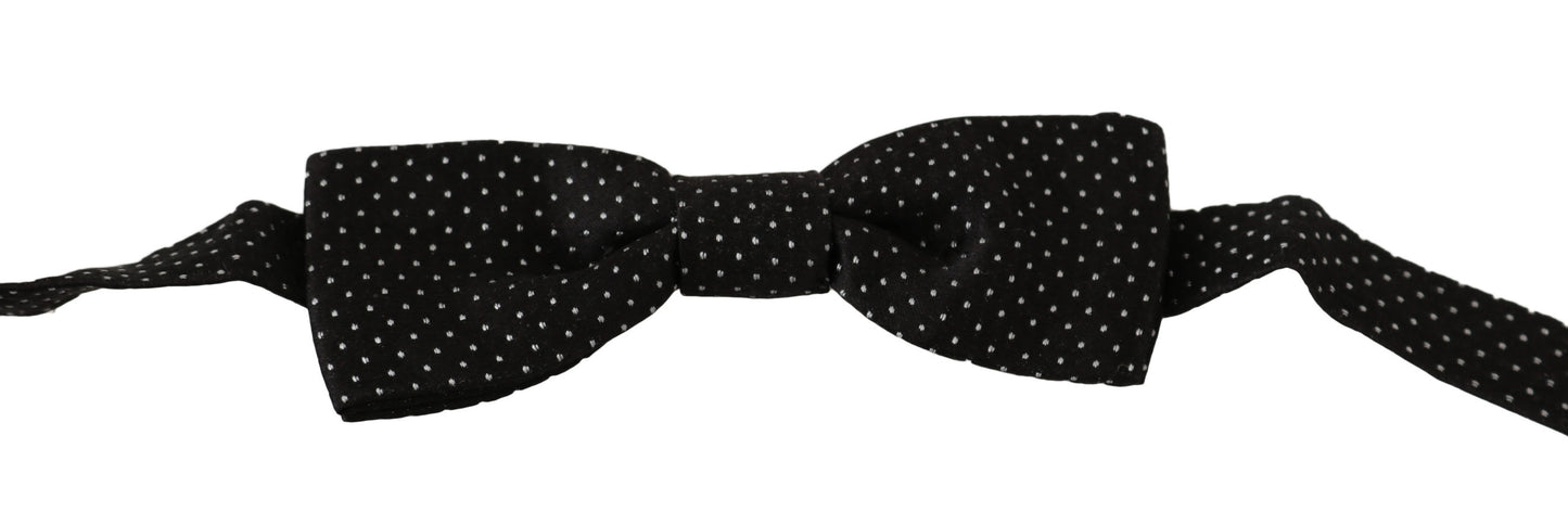 Dolce & Gabbana Black Polka Dots Silk Adjustable Neck Papillon Men Bow Tie