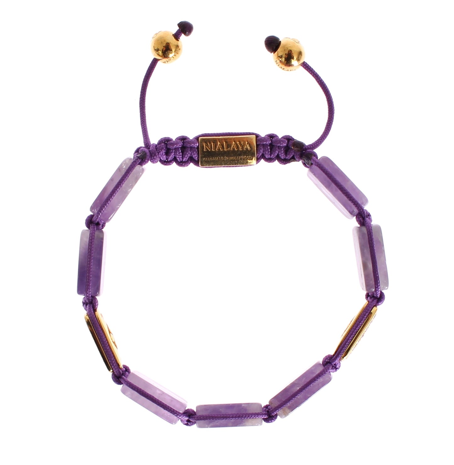 Nialaya CZ Amethyst 18K Gold 925 Bracelet