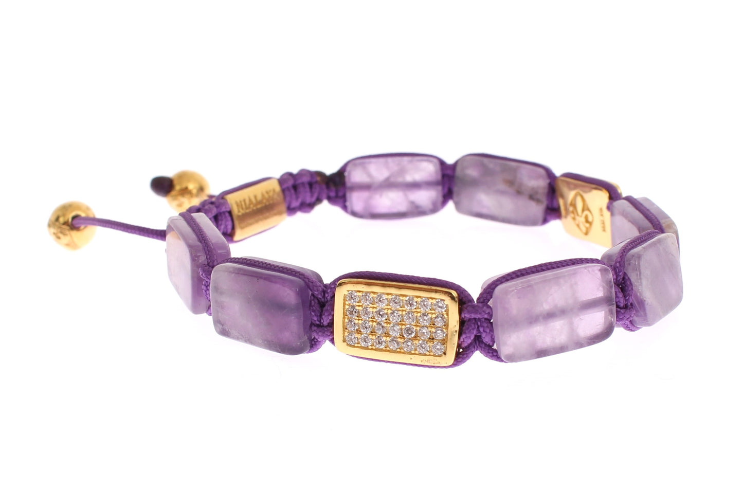 Nialaya CZ Amethyst 18K Gold 925 Bracelet