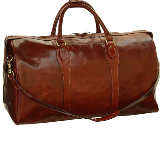 Old Angler Brown Leather Weekend Travel Bag