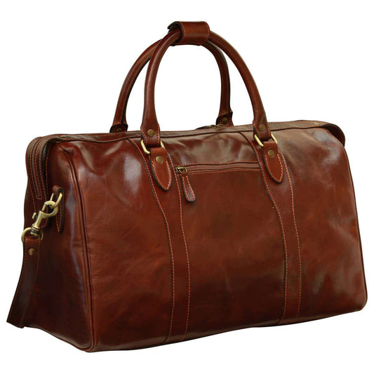 Old Angler Brown Leather Travel Bag