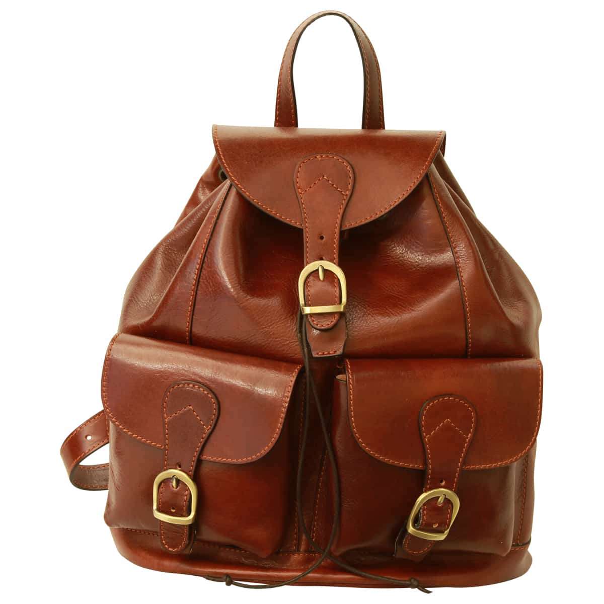 Old Angler Brown Leather Pocket Backpack