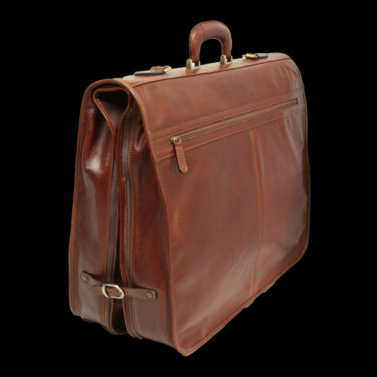 Old Angler Brown Full Grain Leather Garment Travel Bag