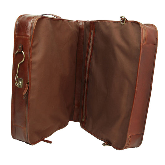 Old Angler Brown Full Grain Leather Garment Travel Bag