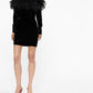 Alessandra Rich Feather Rim Black Dress