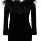 Alessandra Rich Feather Rim Black Dress