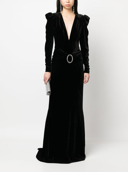 Alessandra Rich Black Dress Long