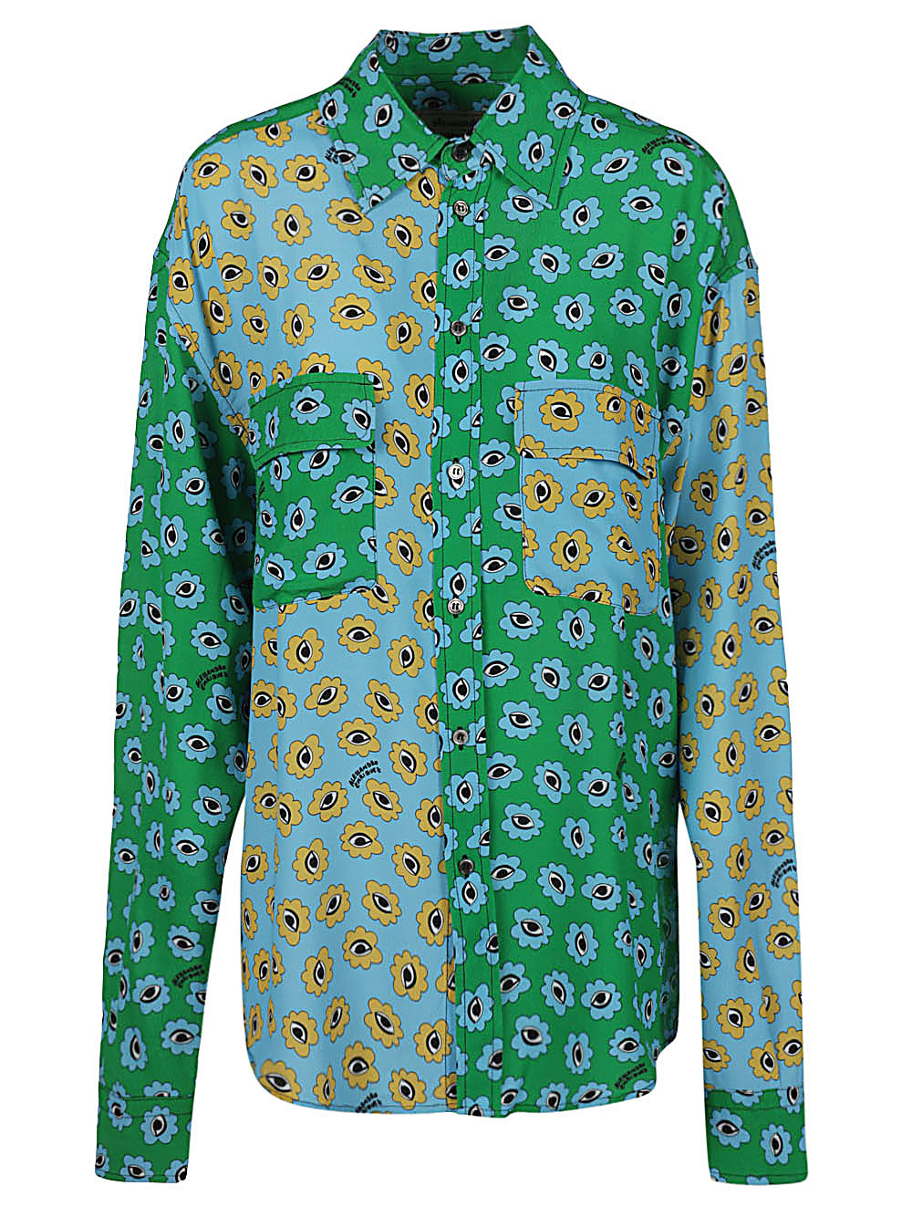 ALESSANDRO ENRIQUEZ Green Blue Multicolor Pattern Shirt