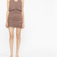 Saint Laurent Taupe Brown Draped Sleeveless Dress