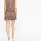 Saint Laurent Taupe Brown Draped Sleeveless Dress