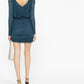 Saint Laurent Blue Draped V-neck Dress