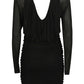 Saint Laurent Black V-neck Shirred Dress