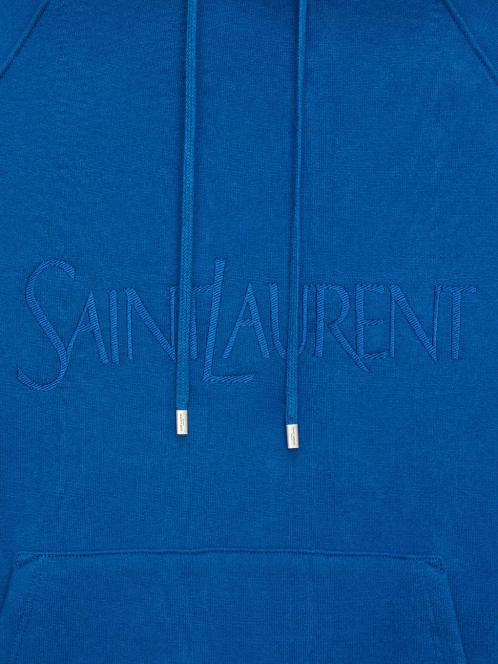 Saint Laurent Cobalt Blue Embroidered Logo Hooded Sweatshirt