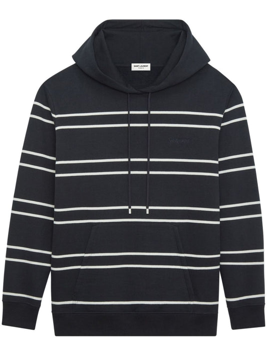 Saint Laurent Black White Striped Hoodie Sweater