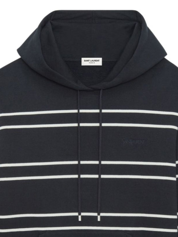 Saint Laurent Black White Striped Hoodie Sweater