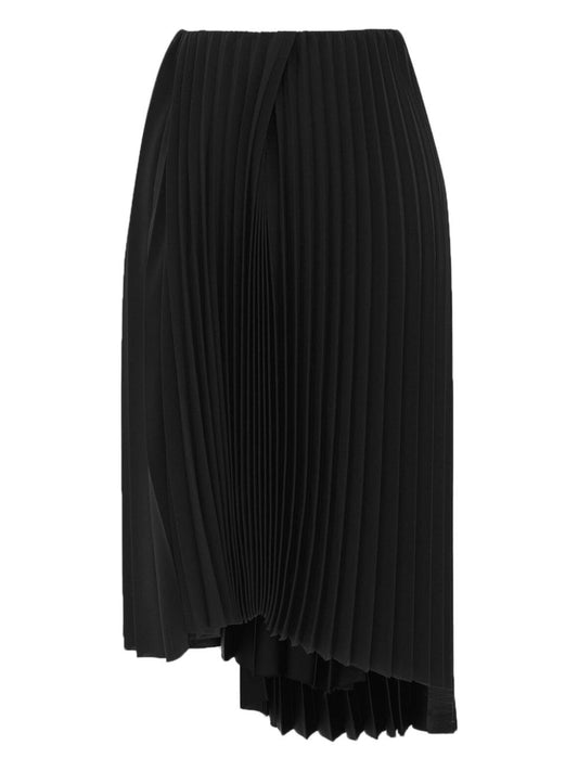 Saint Laurent Black Asymmetrical Pleated Skirt