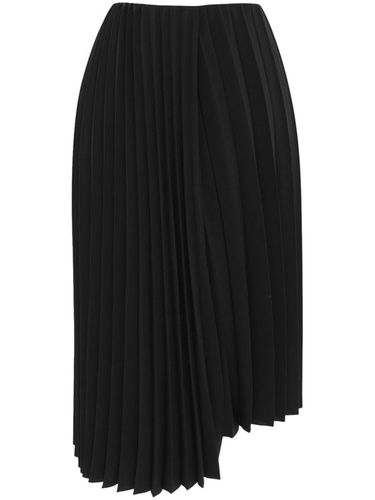 Saint Laurent Black Asymmetrical Pleated Skirt