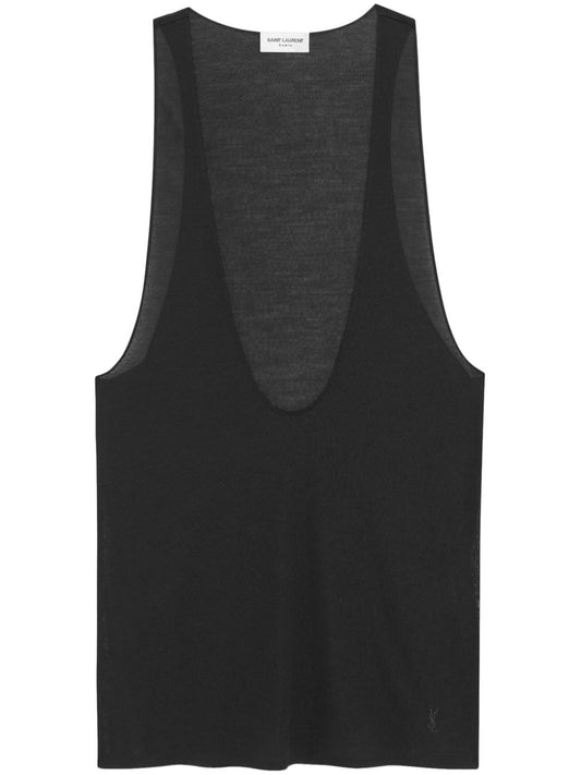 Saint Laurent Black Silk Sleeveless Top