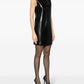 Saint Laurent Black Leather Sleeveless Dress