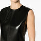 Saint Laurent Black Leather Sleeveless Dress