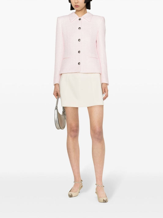 Alessandra Rich Powder Pink Tweed Check Jacket