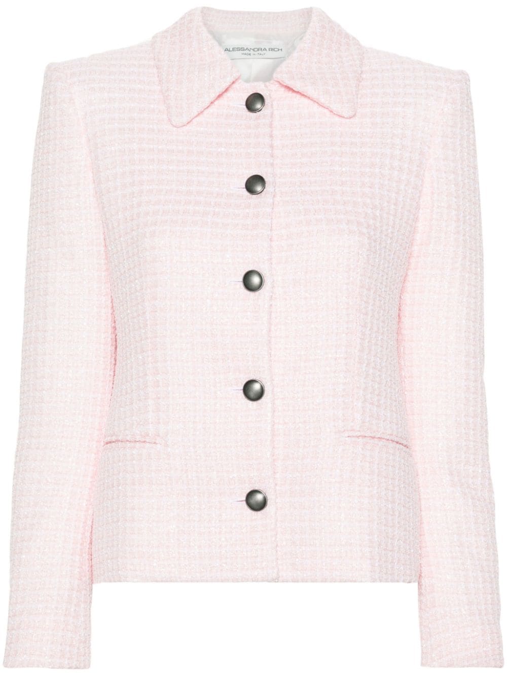 Alessandra Rich Powder Pink Tweed Check Jacket