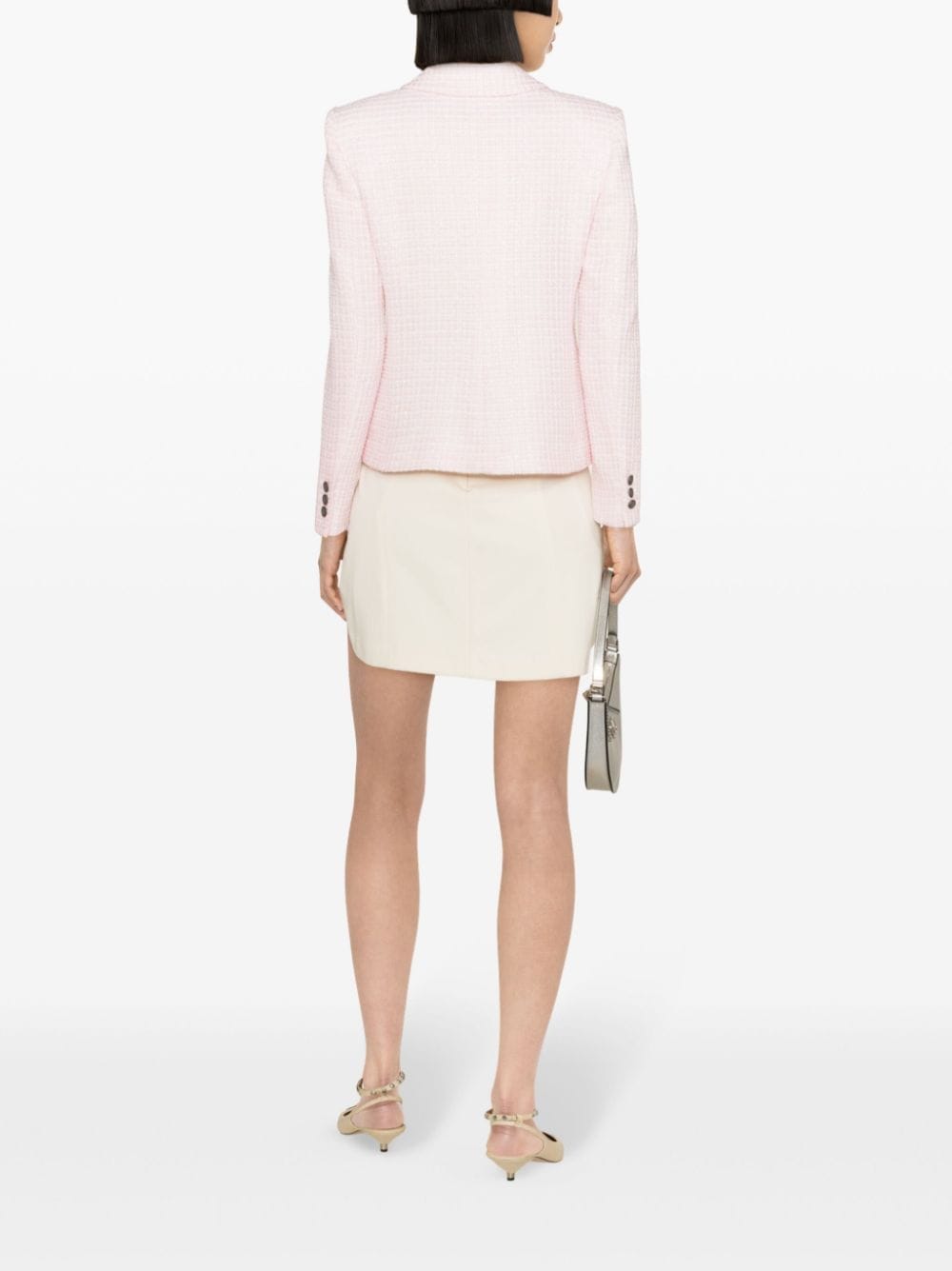 Alessandra Rich Powder Pink Tweed Check Jacket