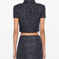 Alessandra Rich Blue White Tweed Cut Out Jacket