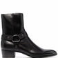 Saint Laurent Black Leather Harness Zip Ankle Boots