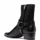 Saint Laurent Black Leather Harness Zip Ankle Boots