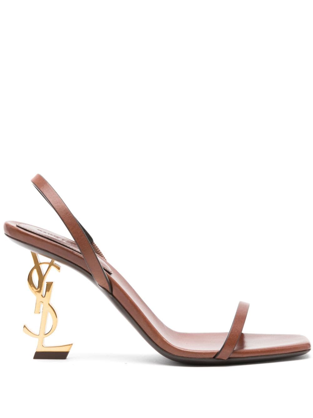 Saint Laurent Chestnut Brown YSL Sculpted Heel Sandals