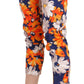 LANACAPRINA Blue Floral Print Skinny Slim Fit Trousers Pants