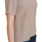 Dolce & Gabbana Beige Crew Neck Short Sleeve Blouse