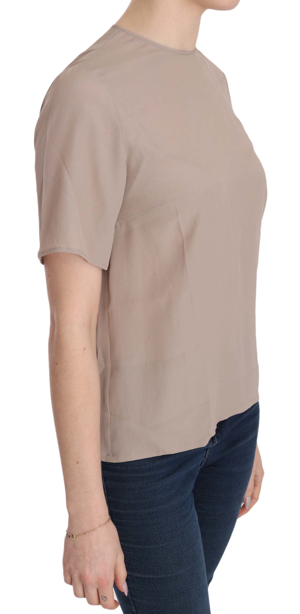 Dolce & Gabbana Beige Crew Neck Short Sleeve Blouse